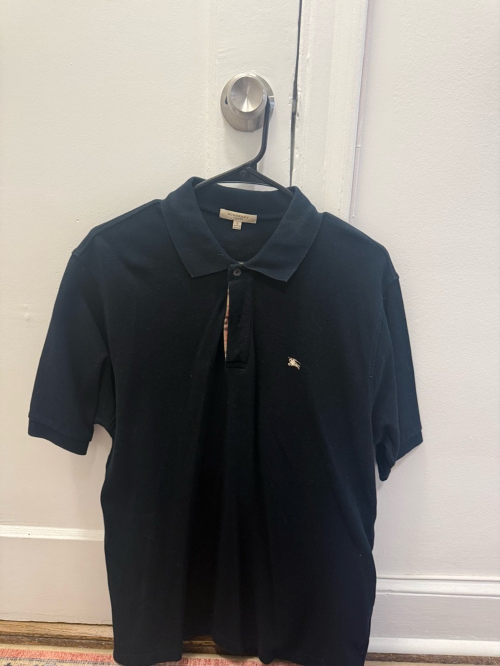 Burberry Black Polo with Signature Check Placket